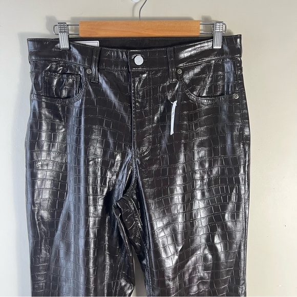 GAP High Rise Vegan Croc Leather Cheeky Straight Pants Size 31 Brown NWT - Picture 9 of 15